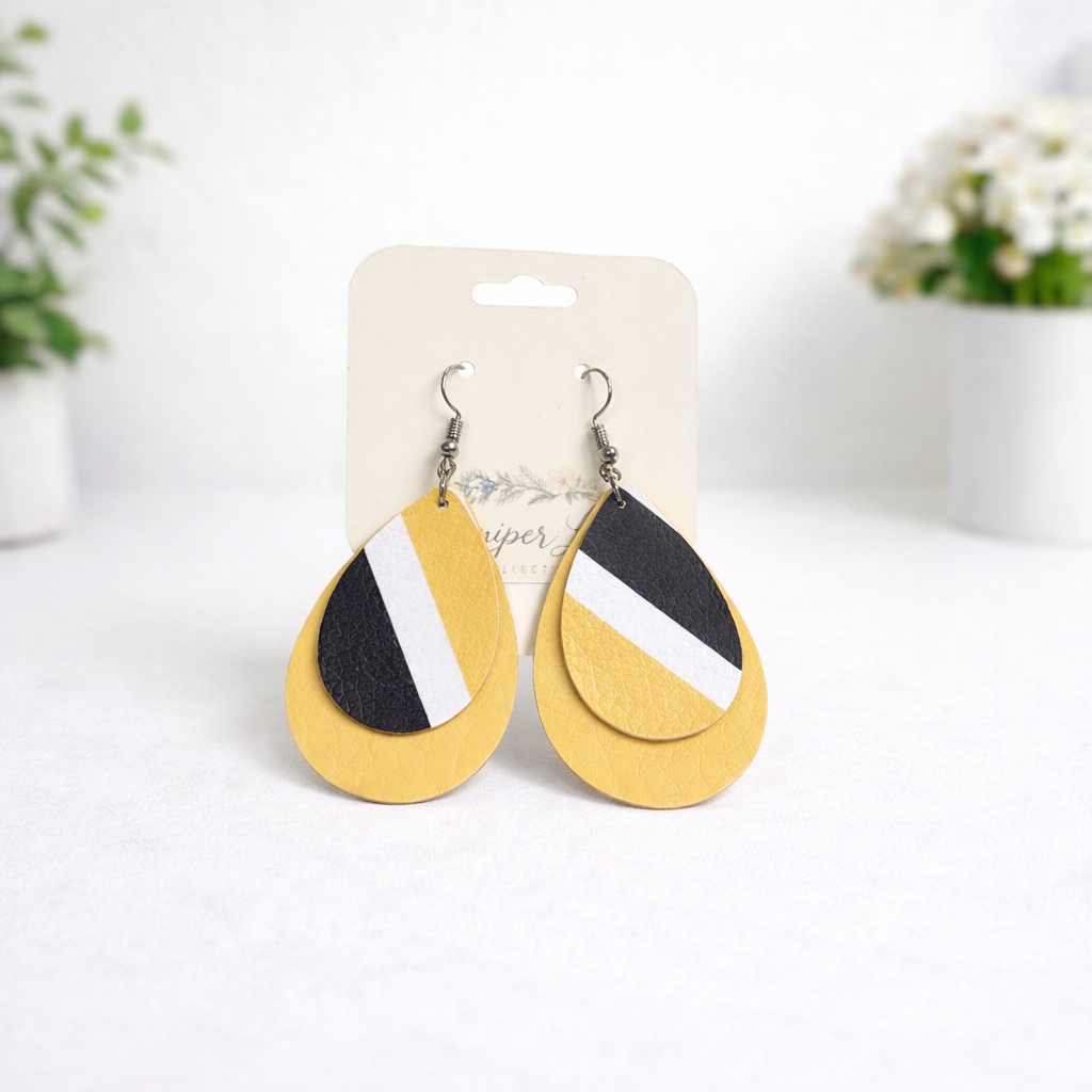 Tiered Faux Leather Earrings