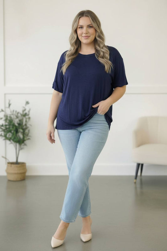 Plus Size Navy Oversized Top
