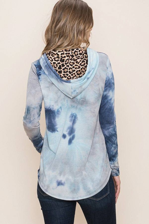Tie Dye Leopard Hooded Hoodie