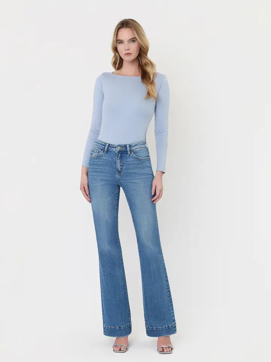Bella High Rise Trouser Hem Relaxed Flare Jeans