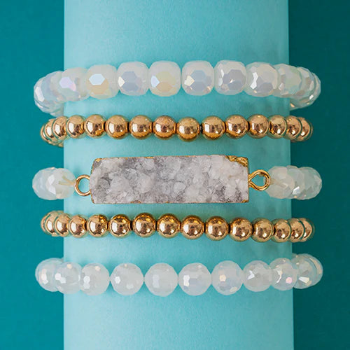 Stacked Druzy Bracelet Set
