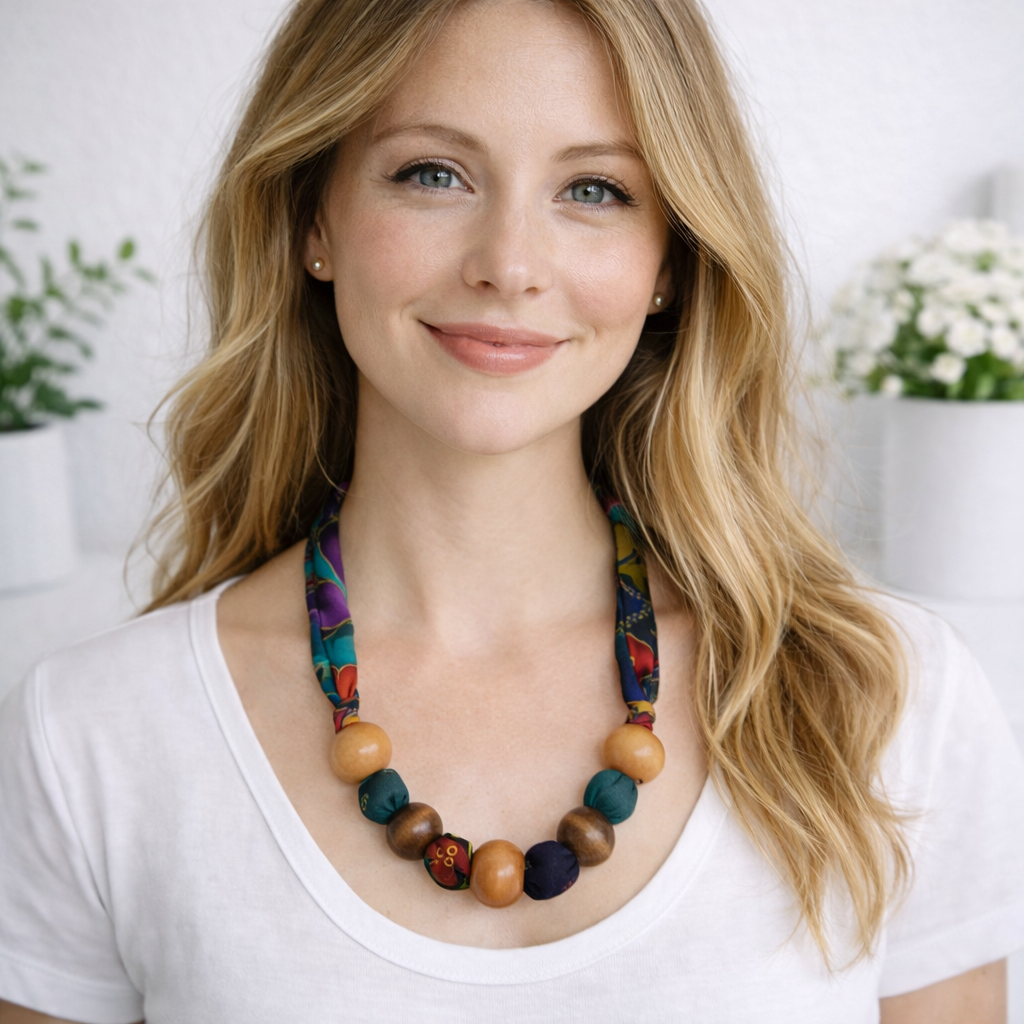 Fabric Bead Necklace