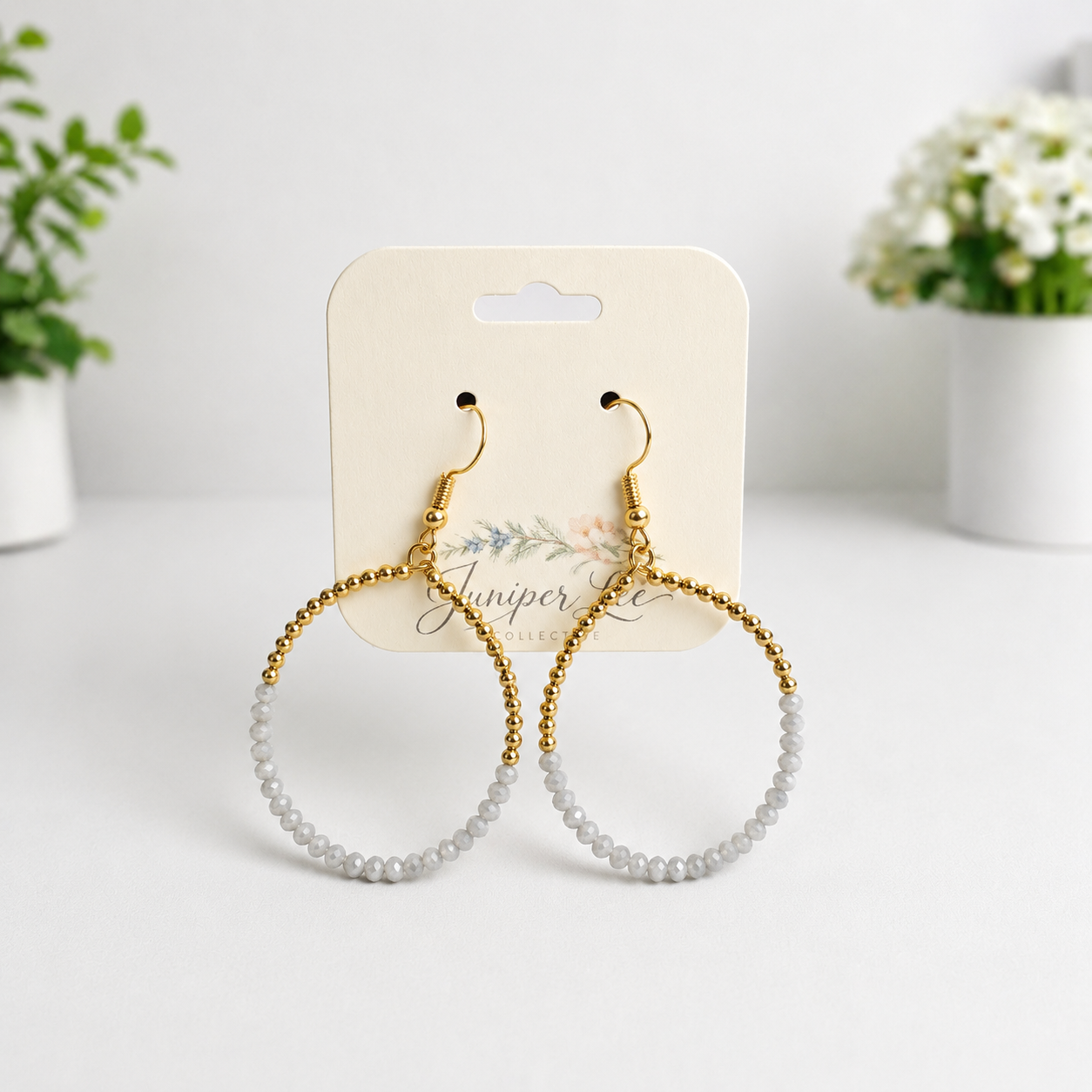 Crystal Beaded Hoop Earrings