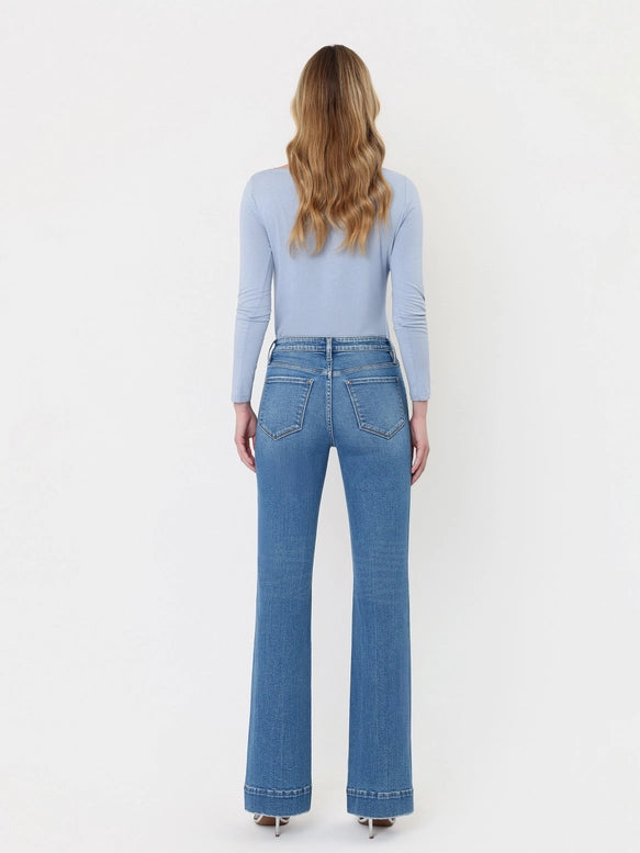 Bella High Rise Trouser Hem Relaxed Flare Jeans
