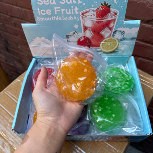 Mixed Fruit Icy Slushy Ball Squishy w/Charms