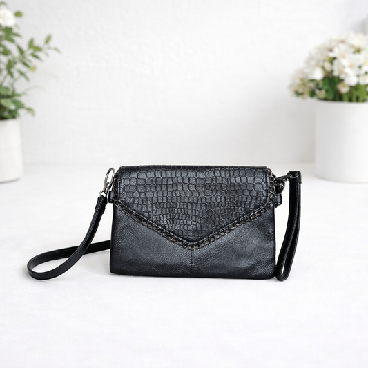 Noir Croc Envelope Purse