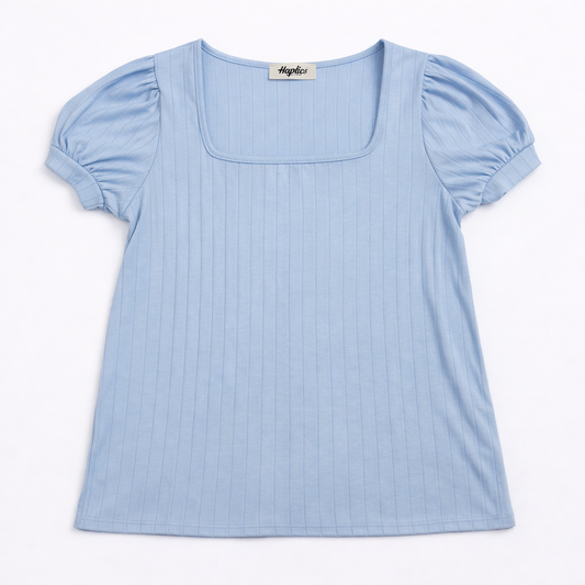 Light Blue Bubble Short Sleeve Top