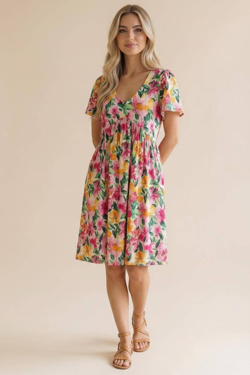 Sunset Blossom Babydoll Dress