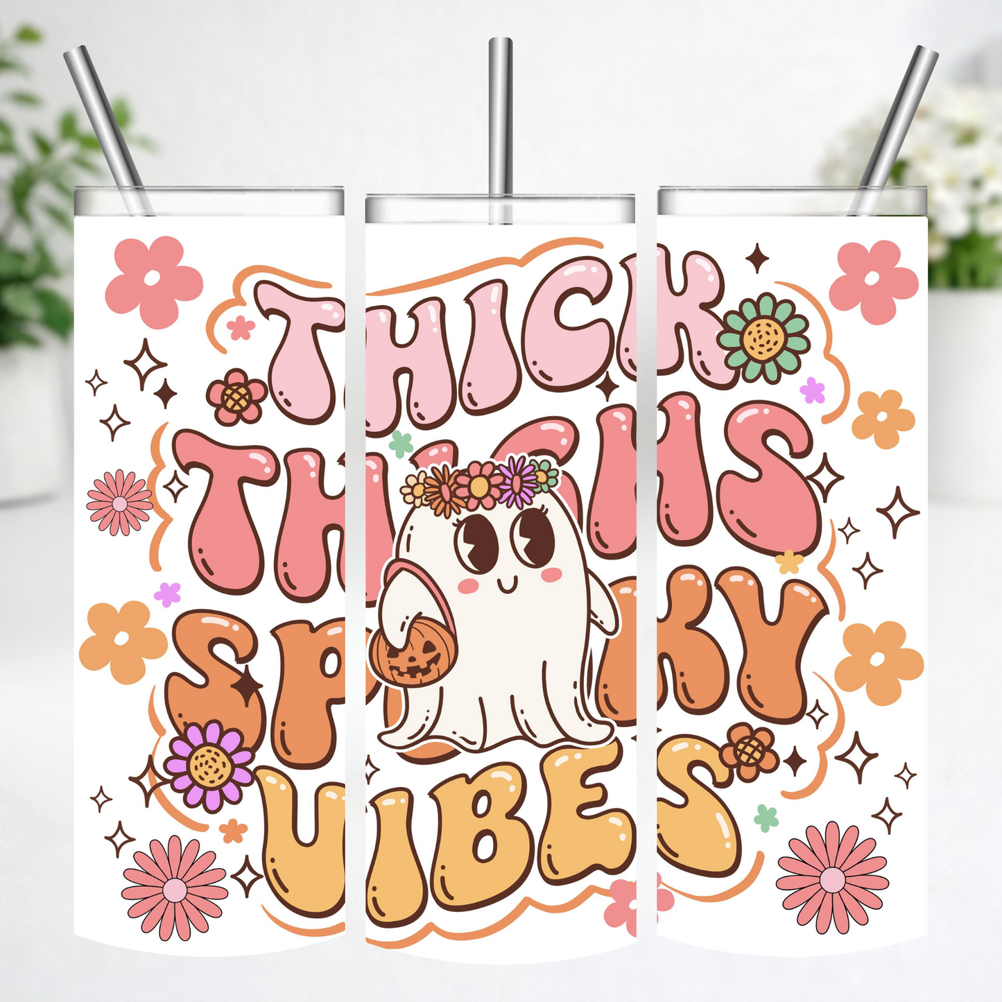 Thick Thighs Spooky Vibes Tumbler