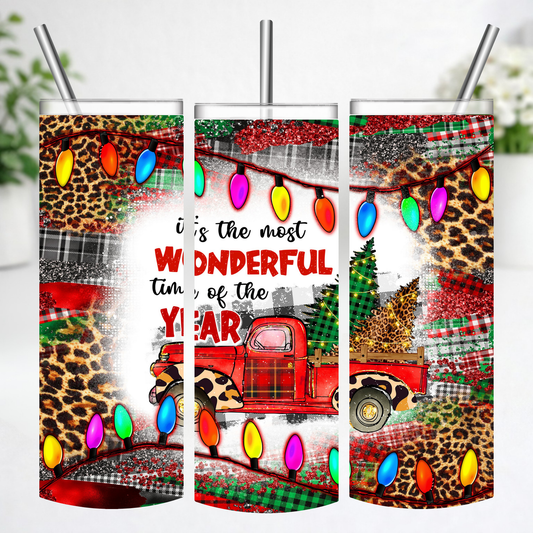 Wonderful Time Christmas Truck Tumbler