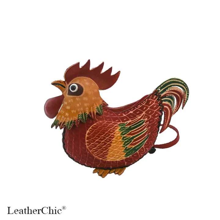 Leather Animal Coin Purse with Zip Closure