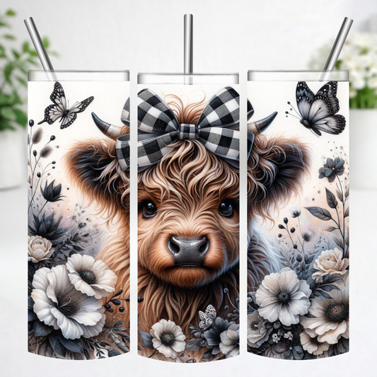 Highland Cow Bow & Bloom Tumbler