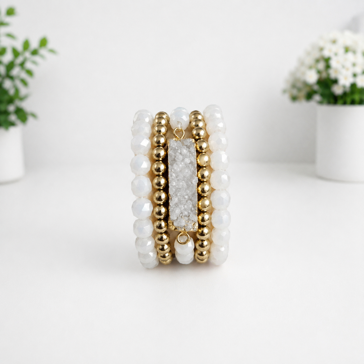 Stacked Druzy Bracelet Set