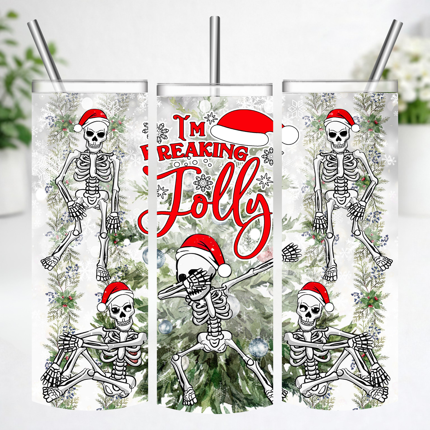 Freaking Jolly Skeleton Christmas Tumbler