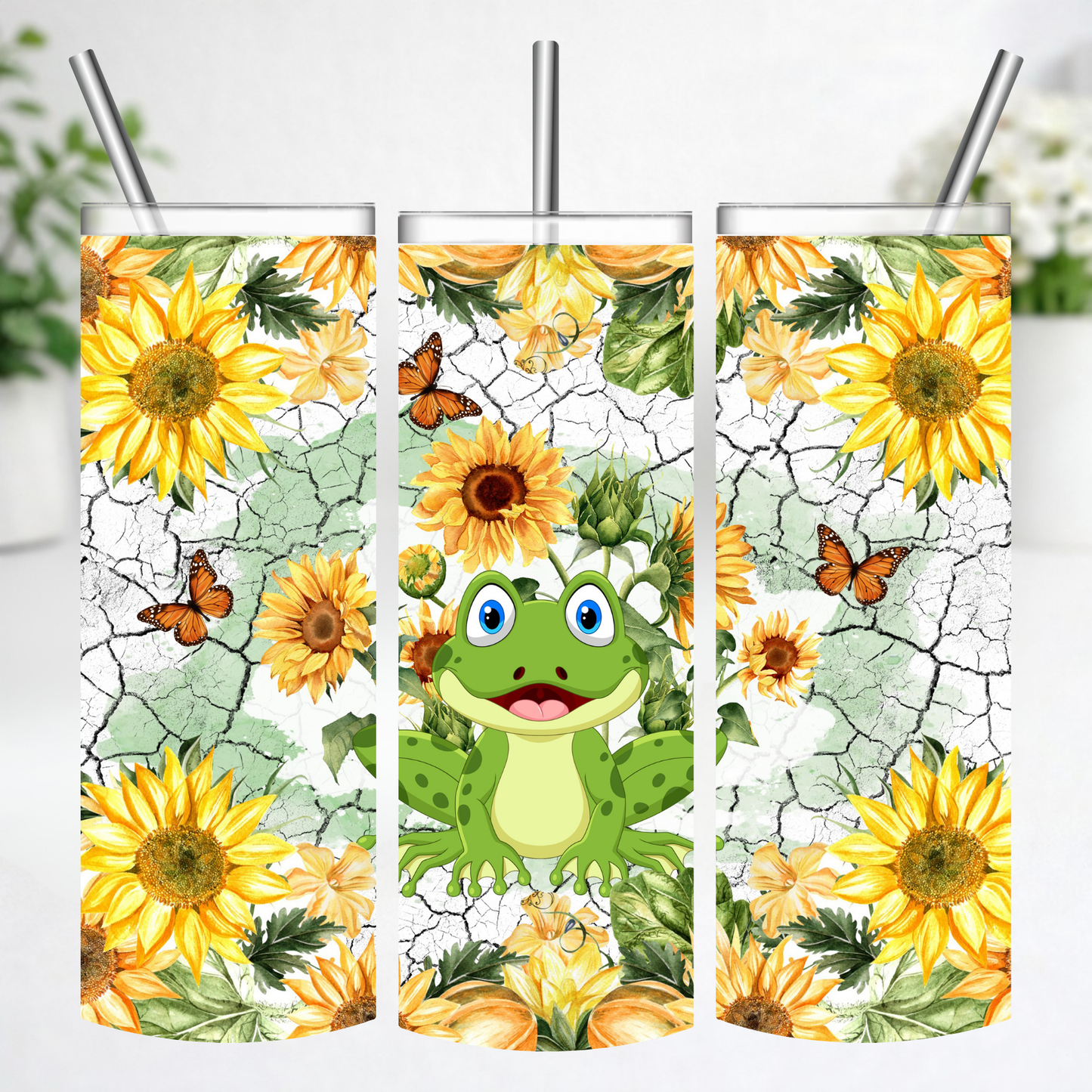 Sunny Frog & Sunflower Tumbler