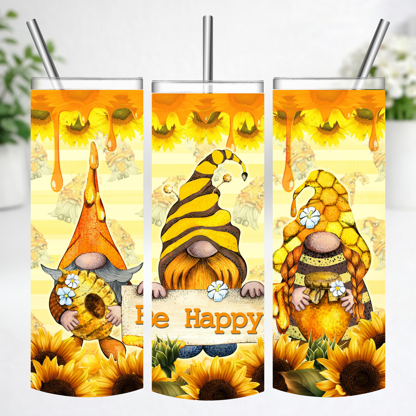 Bee Happy Honey Gnome Tumbler