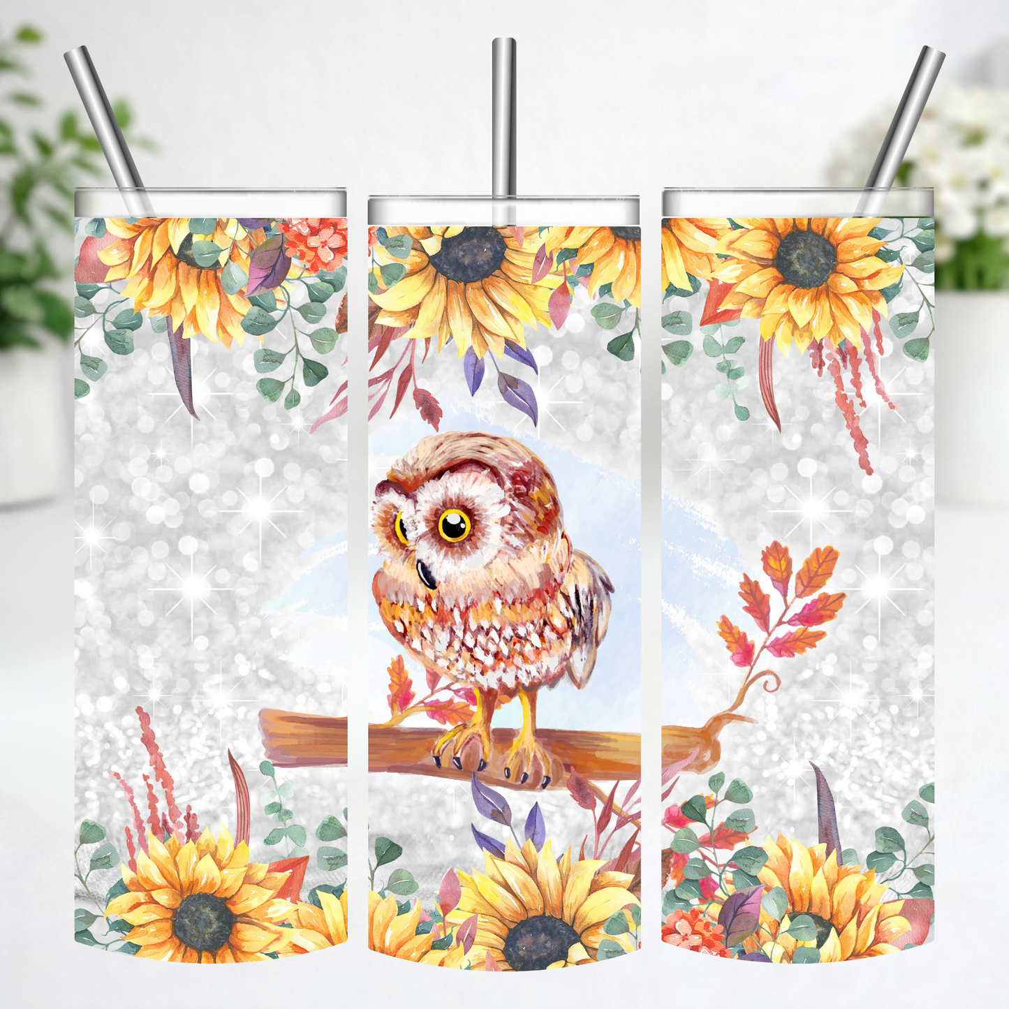 Sunflower Owl Serenity Tumbler