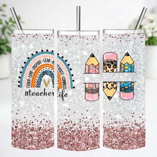 Teacher Life Rainbow Tumbler