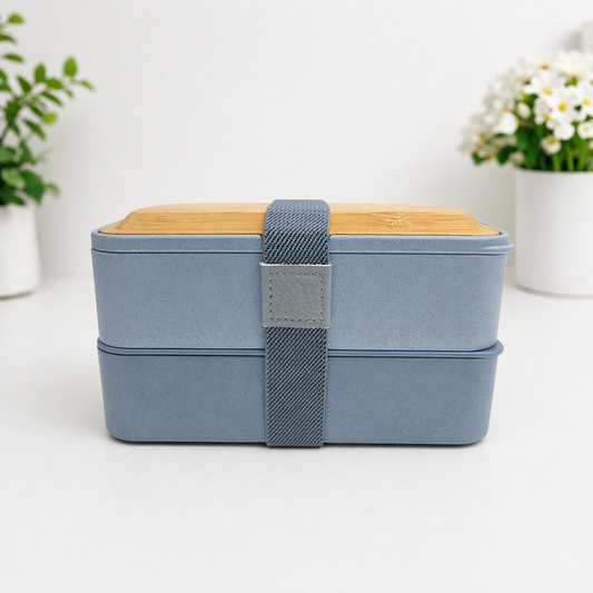 Eco-Friendly 2-Tier Lunch Box with Bamboo Lid