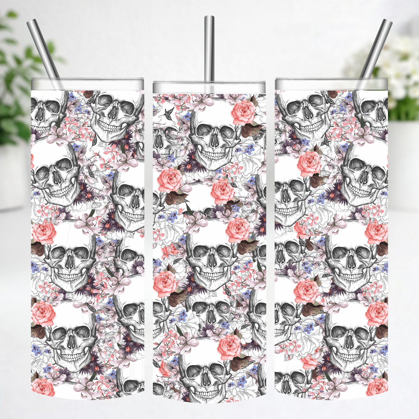 Floral Skull Garden Tumbler