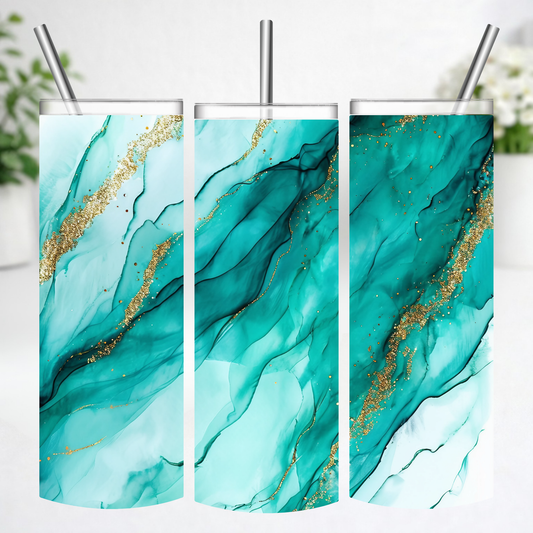 Emerald Tide Marble Tumbler