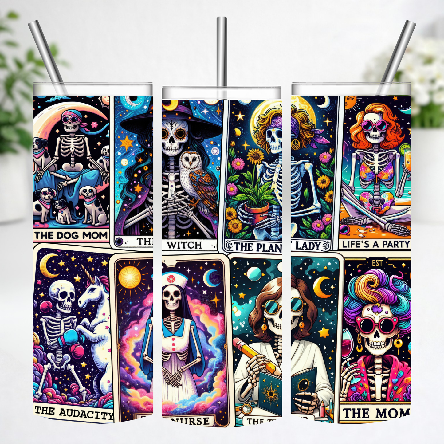 Cosmic Tarot Skeleton Tumbler