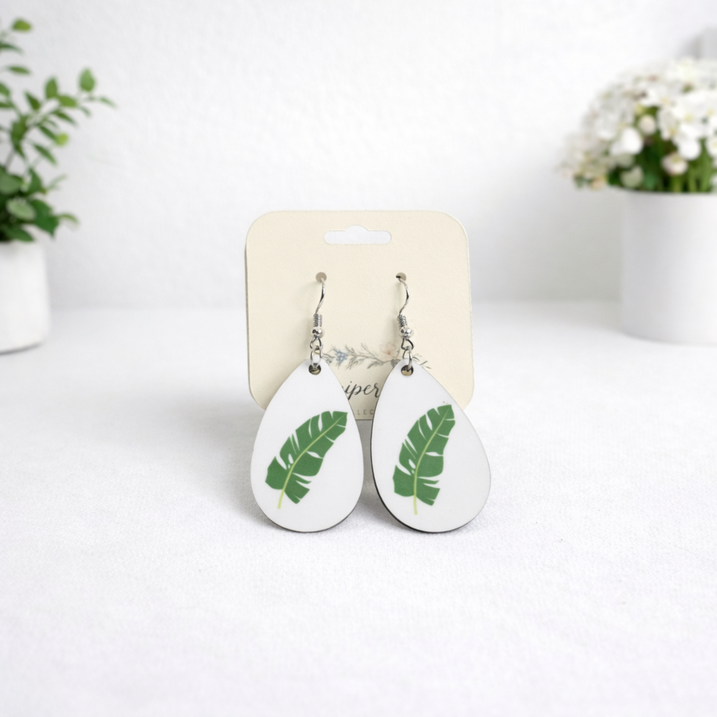Printed Acrylic Teardrop Earrings