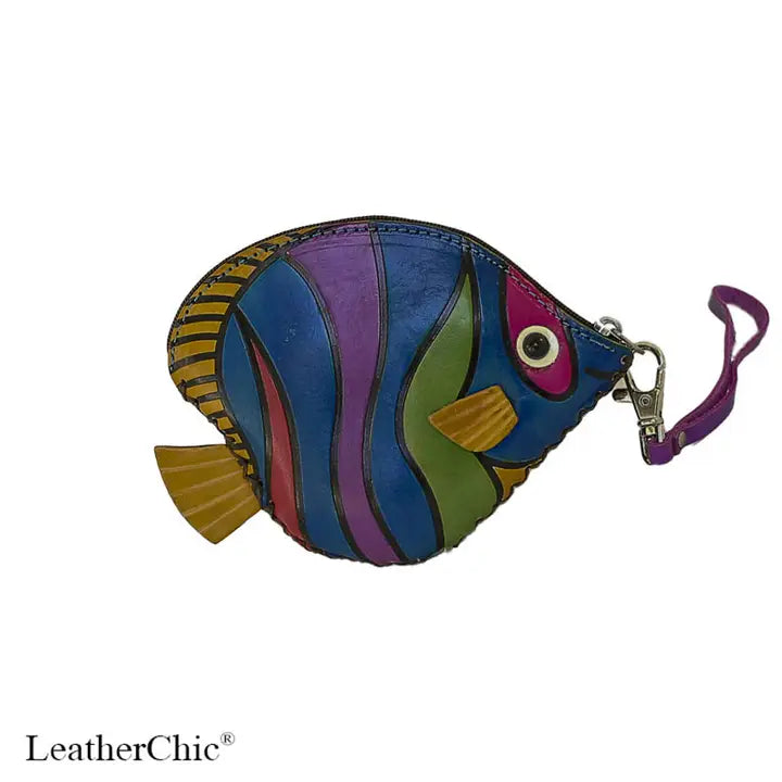 Leather Animal Coin Purse with Zip Closure