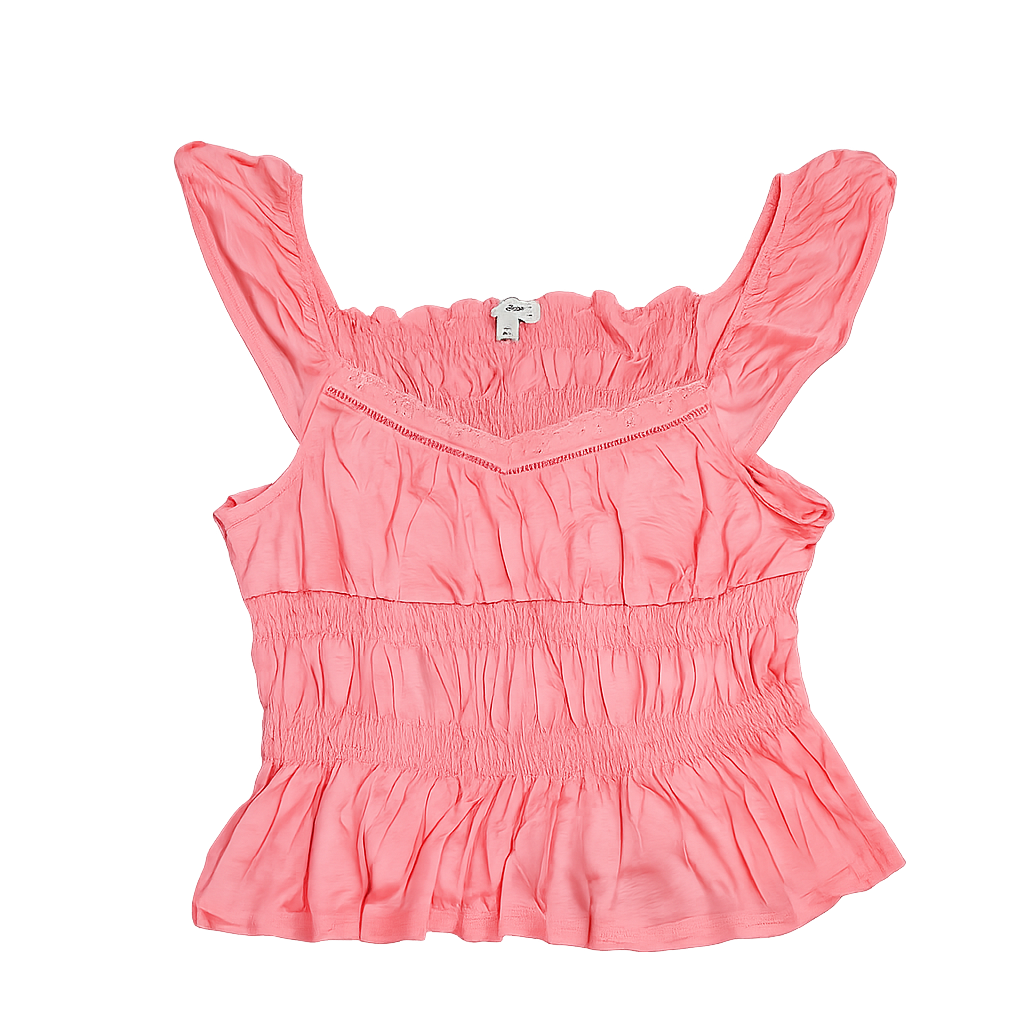 Coral Crush Smocked Peplum Top