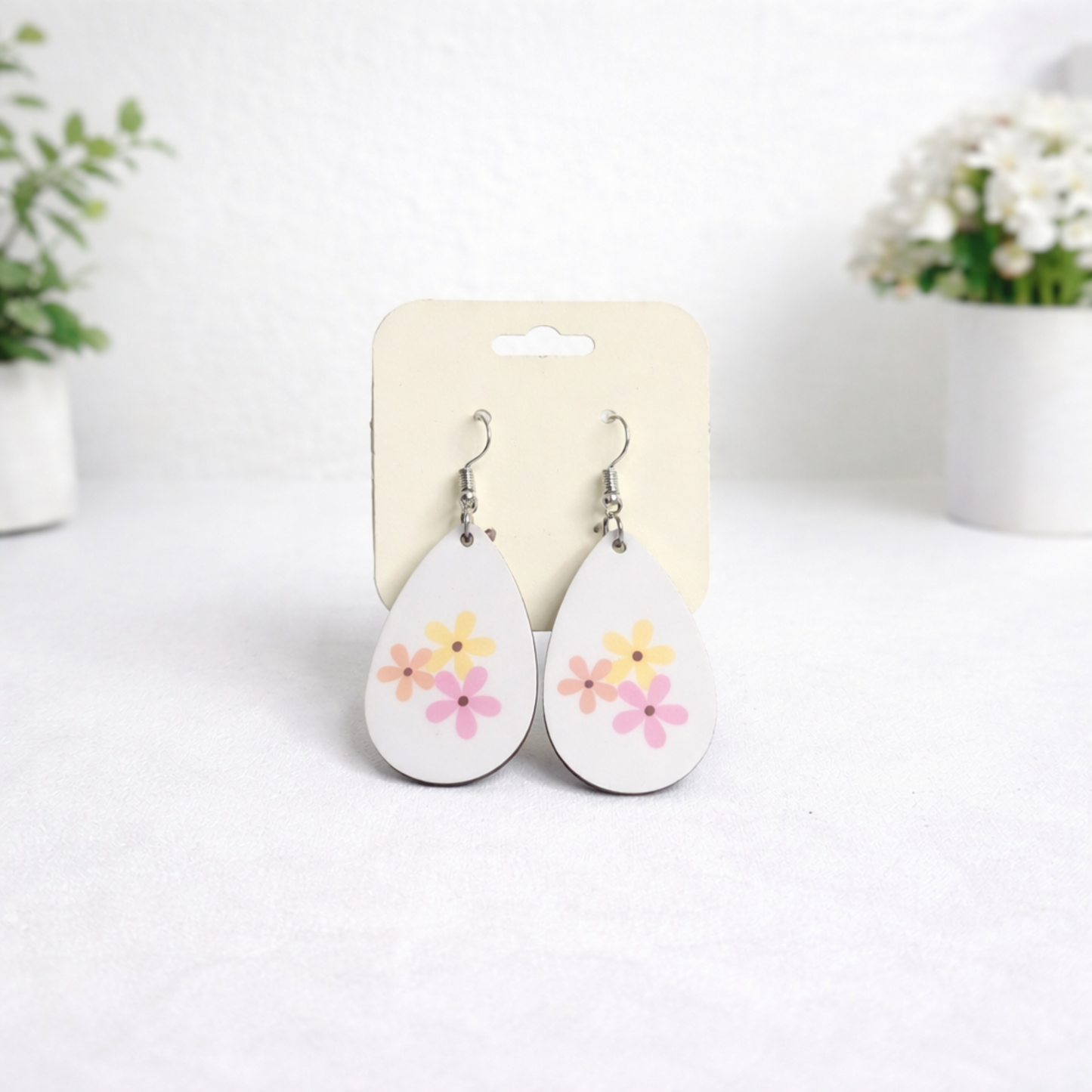 Printed Acrylic Teardrop Earrings