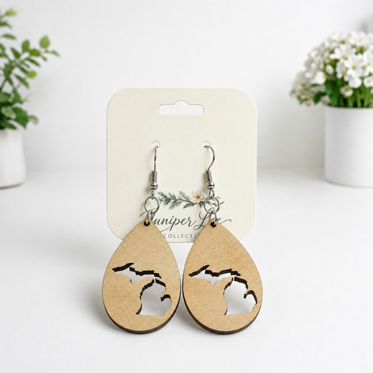 Wooden Teardrop Earrings