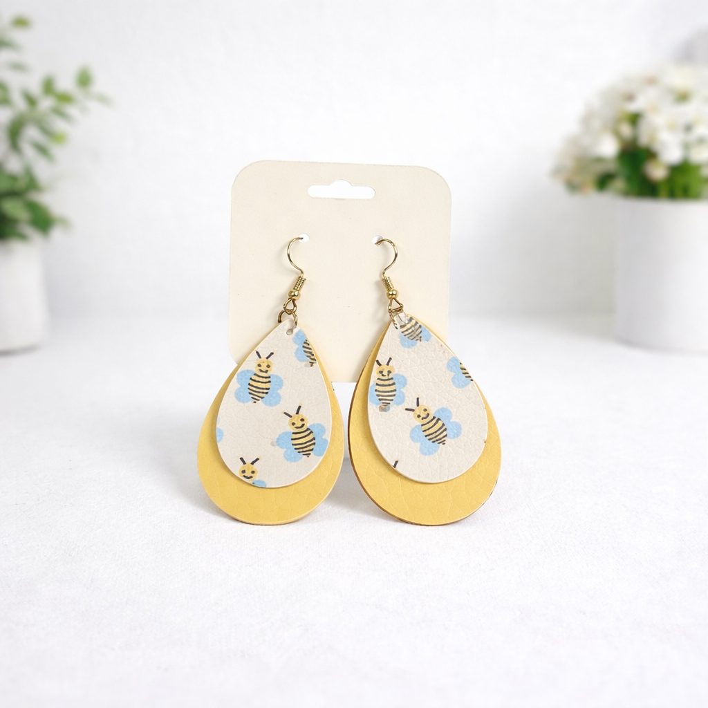 Tiered Faux Leather Earrings