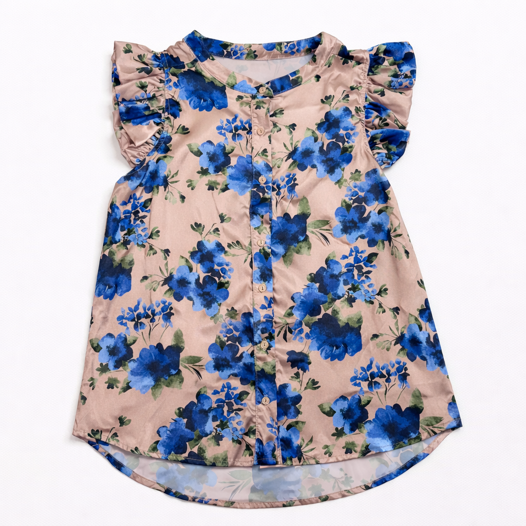 Bluebell Breeze Ruffle Sleeve Top