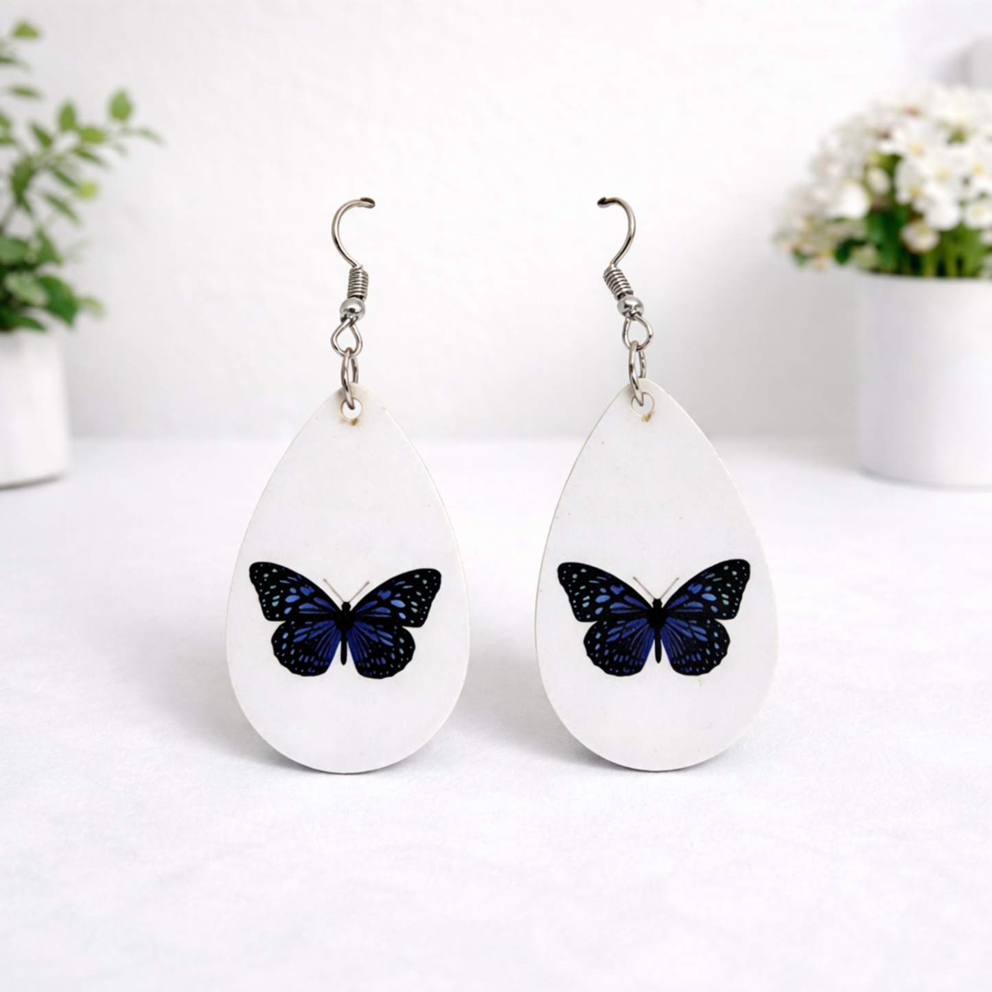 Printed Acrylic Teardrop Earrings