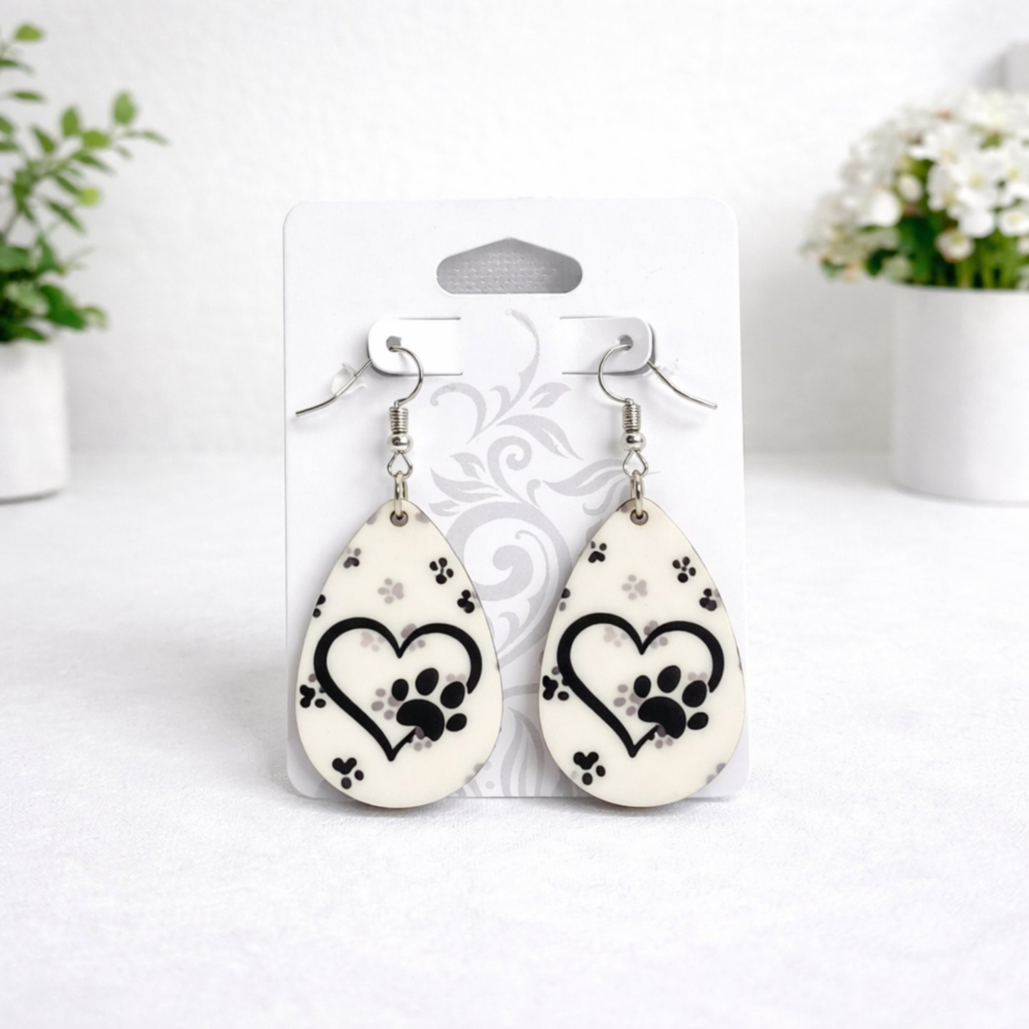Printed Acrylic Teardrop Earrings