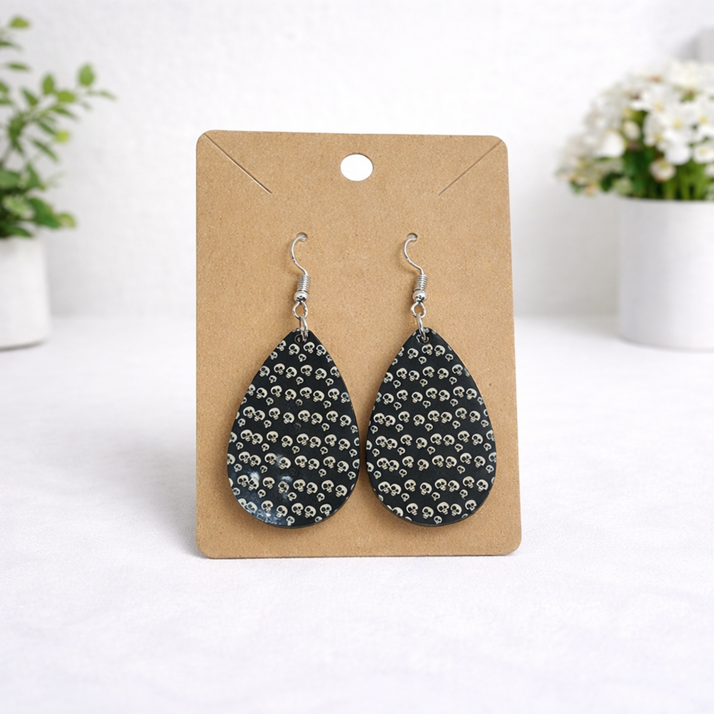 Printed Acrylic Teardrop Earrings