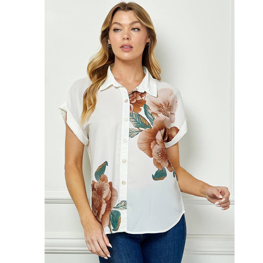Bloom Haven Button-Up Blouse