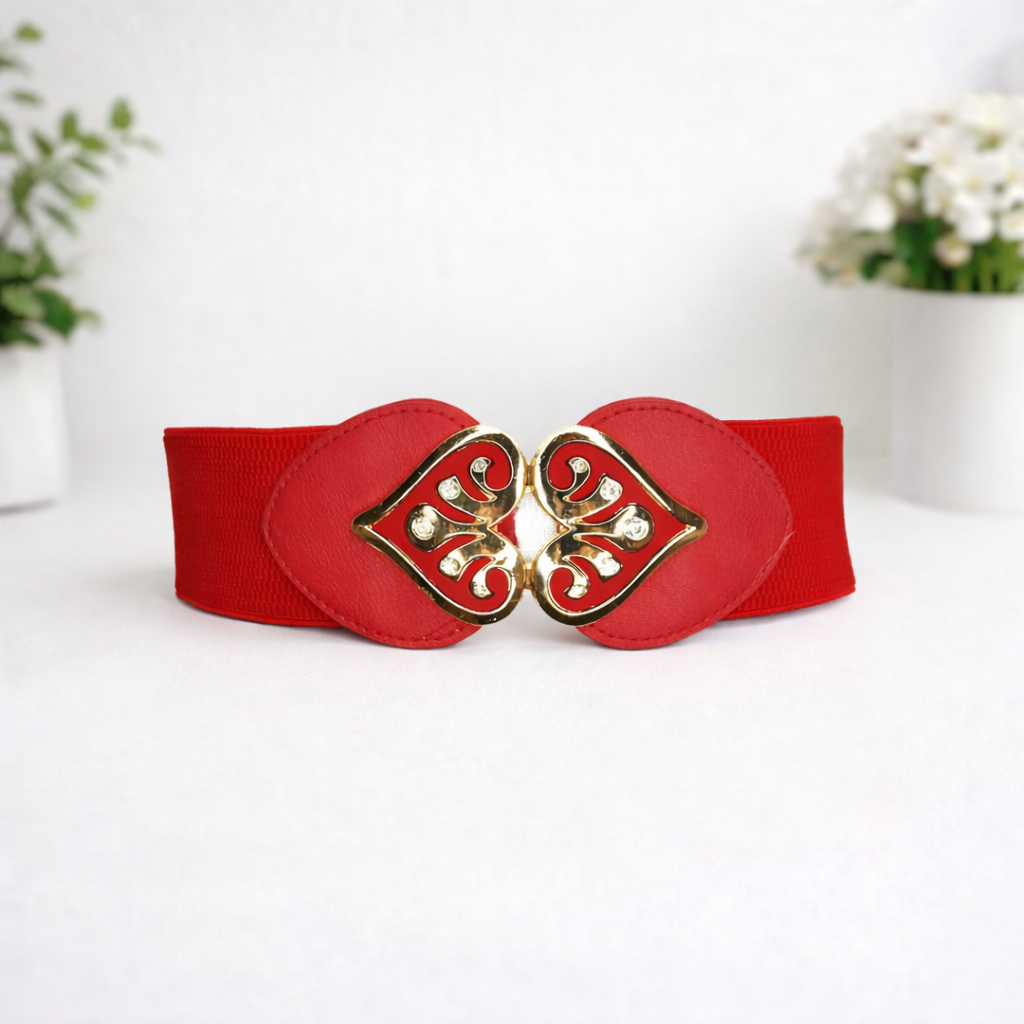 ❤️ Scarlet Heart Rhinestone Stretch Belt