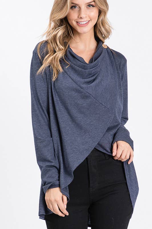 Effortless Drape Button Cardigan