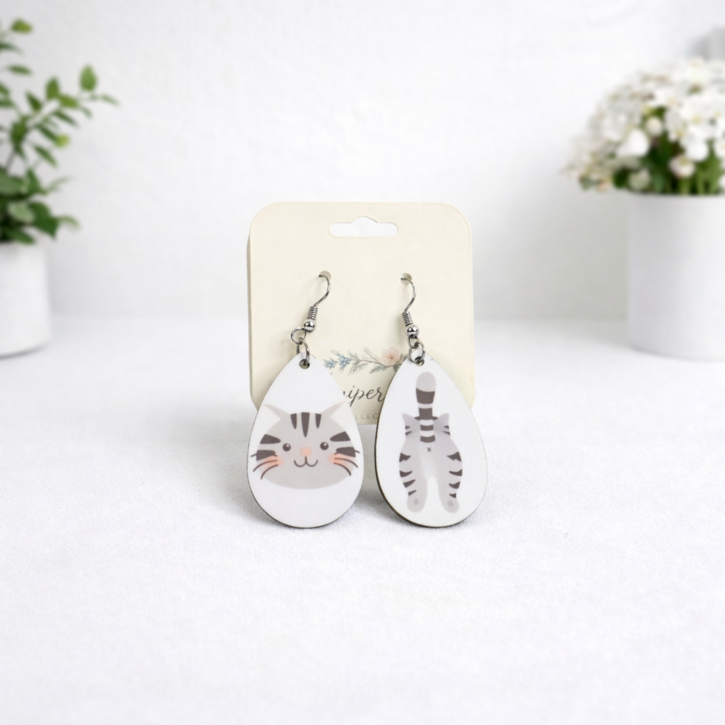 Printed Acrylic Teardrop Earrings