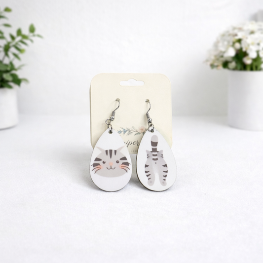 Printed Acrylic Teardrop Earrings