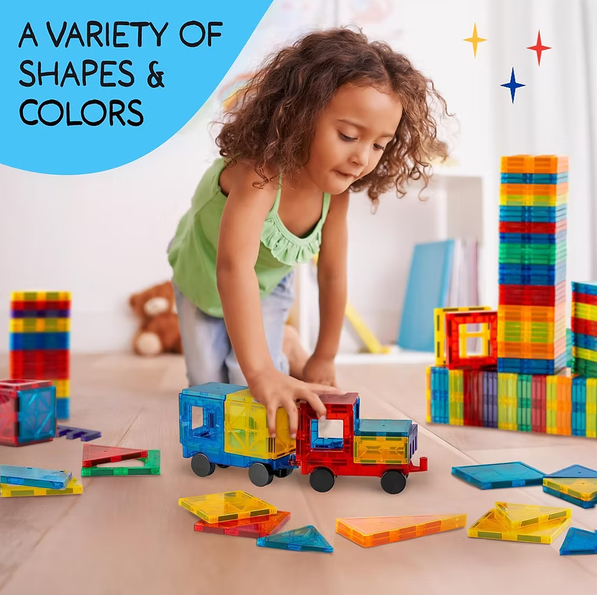 Magnetic Tiles 125 PCS XL Set with Storage Bag