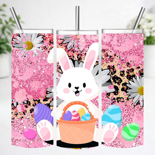 Pink Sparkle Easter Bunny Tumbler