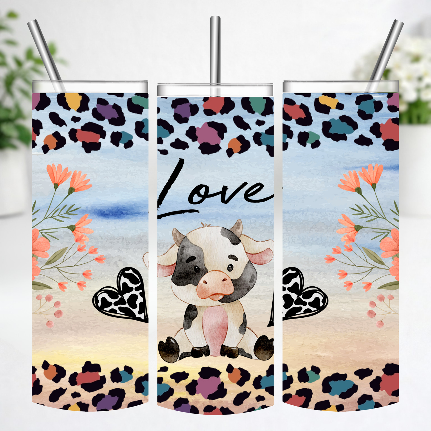 Pastel Cow Love Tumbler