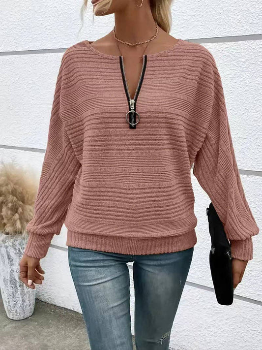 Effortless Cozy Ribbed Half Zip Pullover
