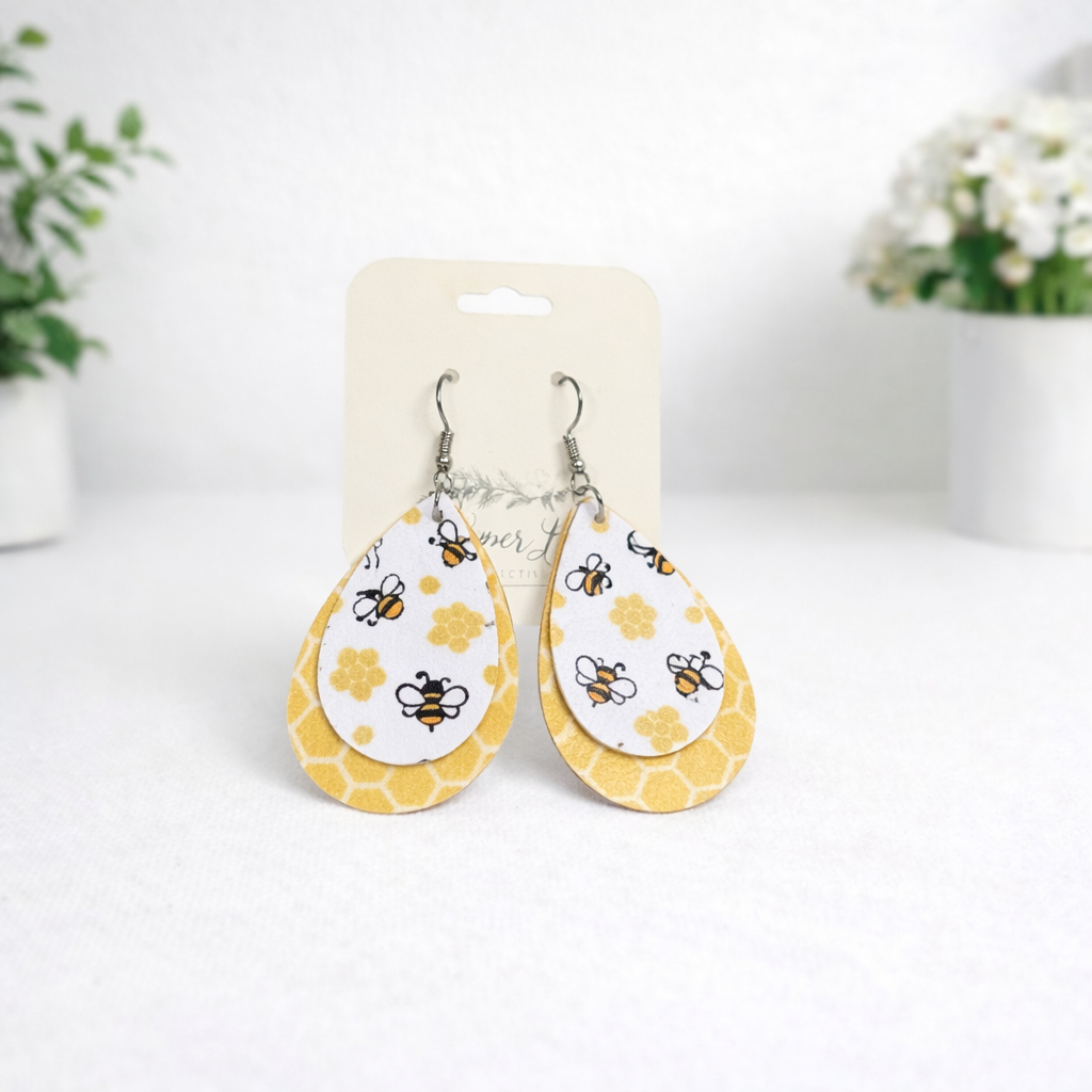 Tiered Faux Leather Earrings