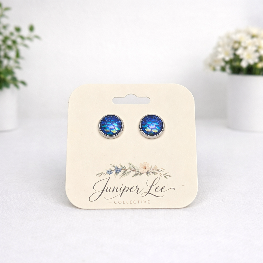 Mermaid Scale Stud Earrings