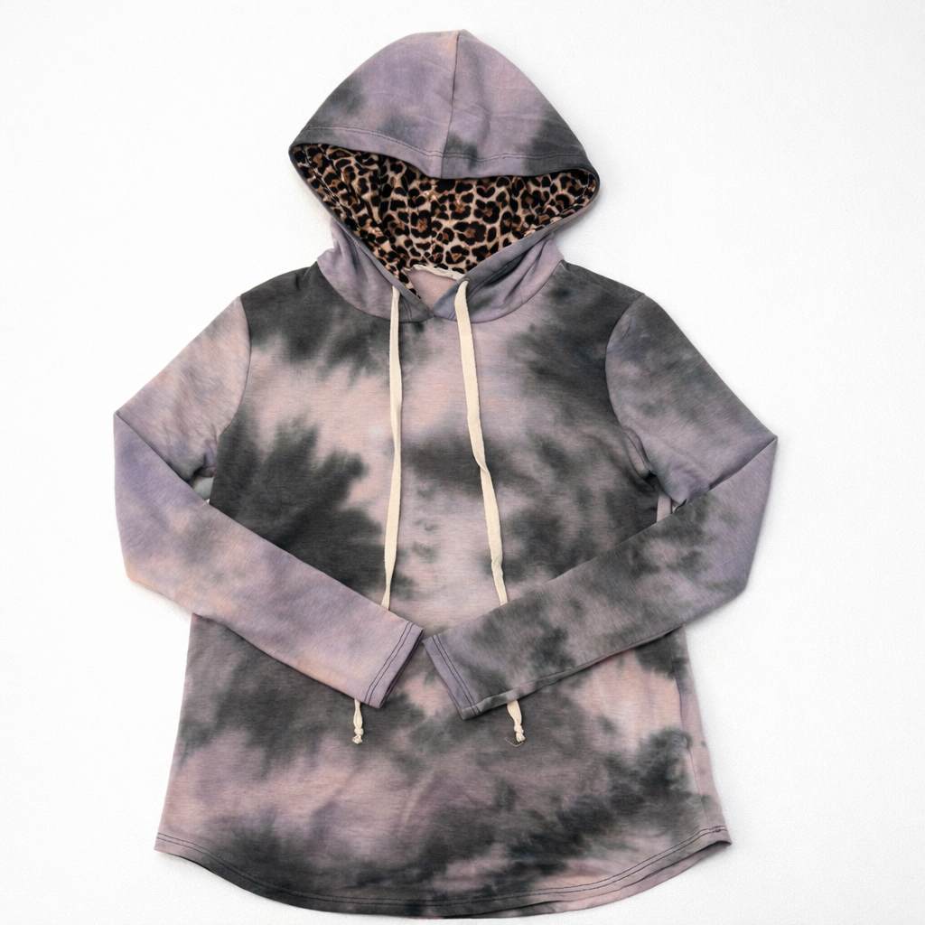 Tie Dye Leopard Hooded Hoodie