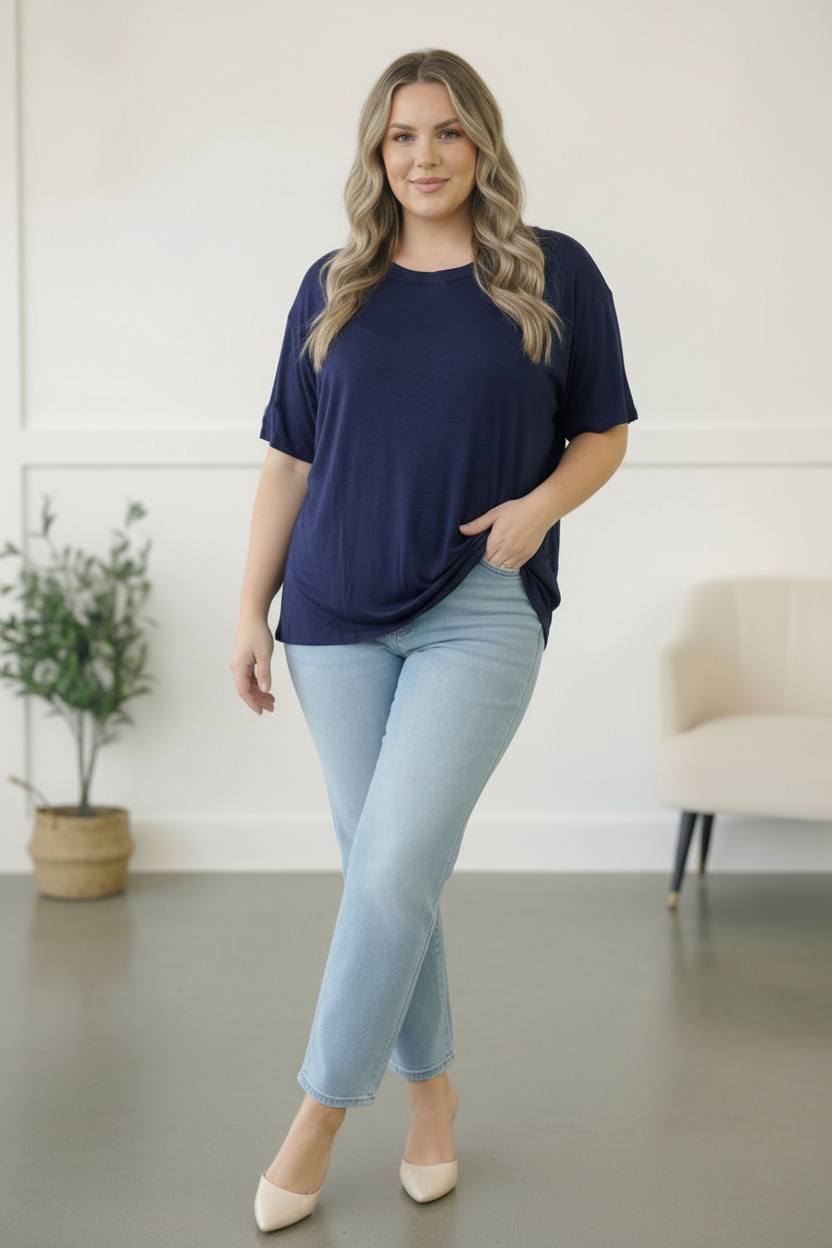Plus Size Navy Oversized Top