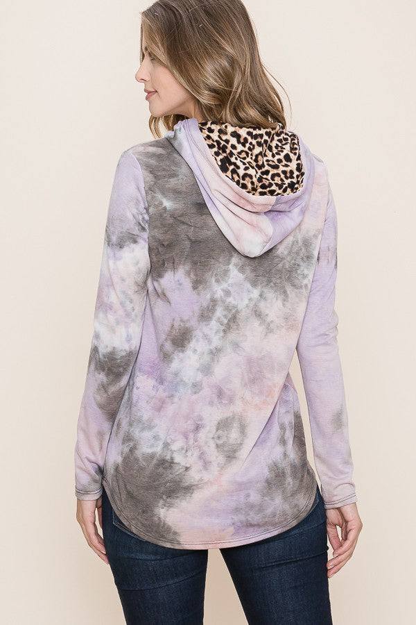 Tie Dye Leopard Hooded Hoodie